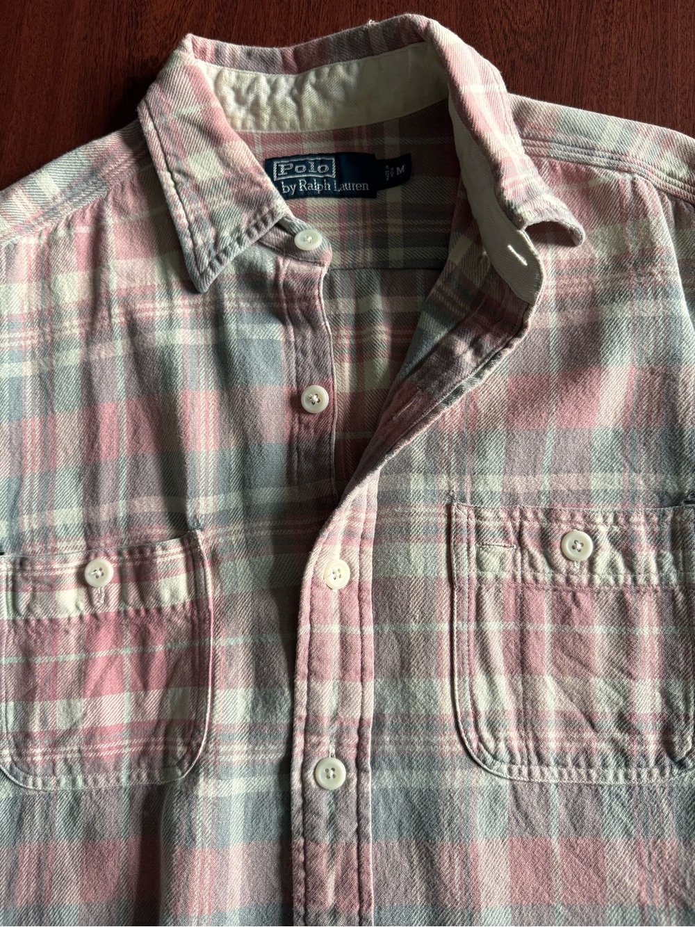 Polo by Ralph Lauren Pink and Light Gray Plaid Button-Down Shirt